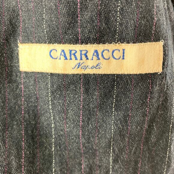 CARRACCI Chest Size 34 Grey Purple Pinstripe Single breasted Sport Coat - Picture 5 of 5